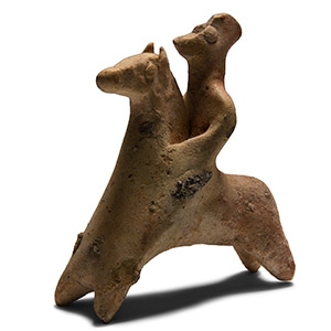 Archaic Greek Terracotta Horse and Rider Statuette