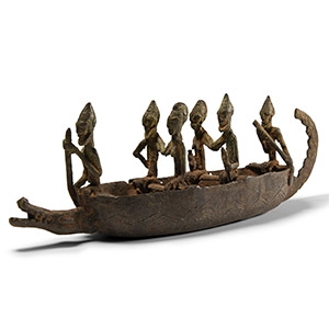 Cental African Bronze Boat with Figures
