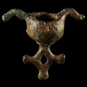 Greek Geometric Miniature Bronze Vessel with Cross