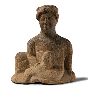 Cypriot Limestone Seated Apollo Figure