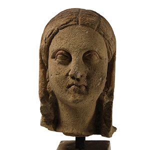 Limestone Head of a Goddess