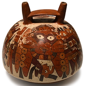 Pre-Columbian Nazca Painted Terracotta Stirrup Vessel