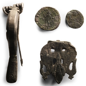 Roman Silver and Bronze Artefact and Coin Group