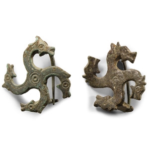 Roman Horse-Headed Plate Brooch Group