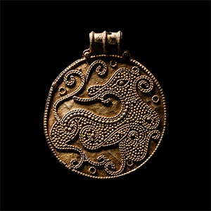 Viking Age Scandinavian Silver-Gilt Pendant with Regardant Beast