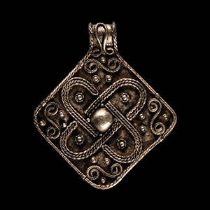Viking Age Scandinavian Silver Filigree Lozenge-Shaped Pendant