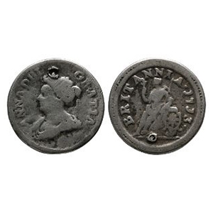 English Milled Coins - Anne - 1713 - AR Pierced Pattern Farthing Touchpiece