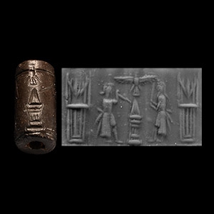 Mesopotamian Haematite Cylinder Seal with Altar