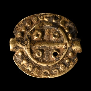 Medieval Gold Linear Decorated Circular Bead