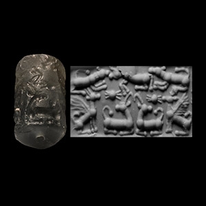Mesopotamian Rock Crystal Cylinder Seal with Animals