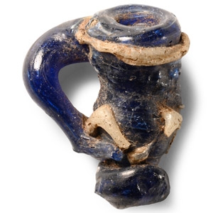 Miniature Roman Blue and White Glass Juglet