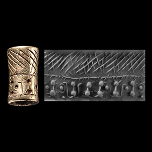 Mesopotamian Silver Cylinder Seal with Two Registers