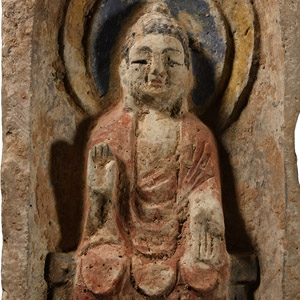 Chinese Northern Wei Painted Buddha Brick