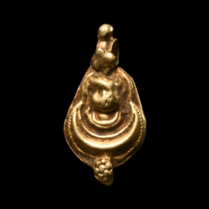 Roman Gold Lunar Pendant with Bust of Diana