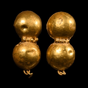 Gold Double Bulb Earrings