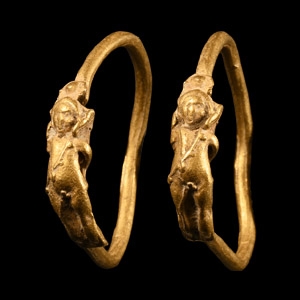 Greek Gold Eros Earrings