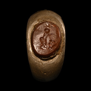 Roman Silver Ring with Advancing Bull Gemstone