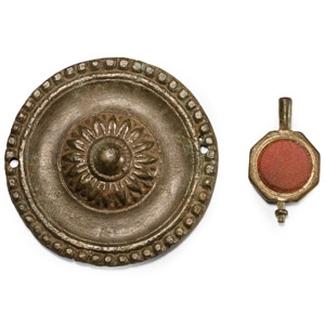 Post Medieval Bronze Mount and Watch Key