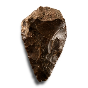 Superb Stone Age Dordogne Toffee-Brown Knapped Flint Ficron Bifacial Handaxe