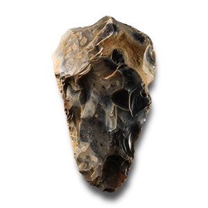 Stone Age British Grey and White Knapped Flint Ficron Handaxe