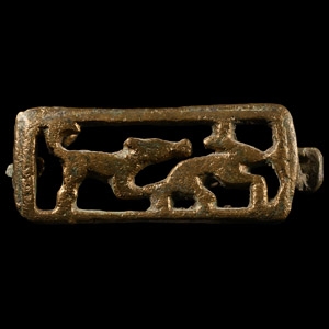 Roman Bronze Military Belt Clasp with Hare and Hound