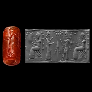 Western Asiatic Cylinder Seal with Throne Scene