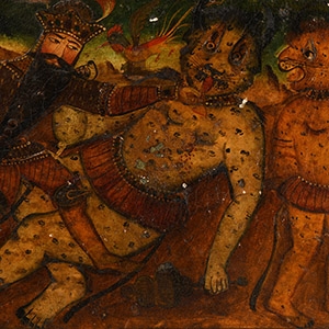 Persian Painting Depicting Nader Shah Slaying Deve