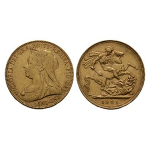 English Milled Coins - Victoria - 1901 - AV Gold Sovereign