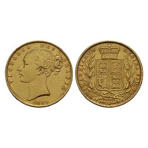 English Milled Coins - Victoria - 1869 - AV Gold Sovereign