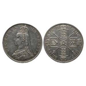 English Milled Coins - Victoria - 1887 - AR (Roman) Double-Florin