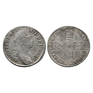 English Milled Coins - William III - 1696 - AR Shilling
