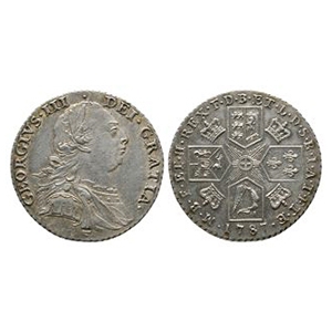 English Milled Coins - George III - 1787 (No Hearts) - AR Shilling