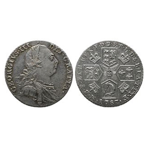 English Milled Coins - George III - 1787 (With Hearts) - AR Shilling