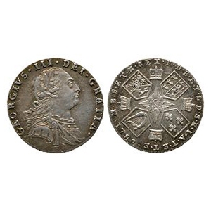 English Milled Coins - George III - 1787 (With Hearts) - AR Sixpence