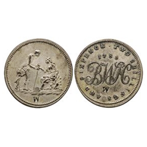 Tokens - Warwickshire - Birmingham 1788 - Plated Brass Halfcrown Work Token