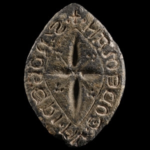 Medieval Lead Vesica-Shaped Seal Matrix for Robert Goodman