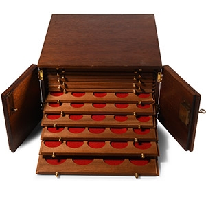 Mahogany 14 Draw Coin Cabinet