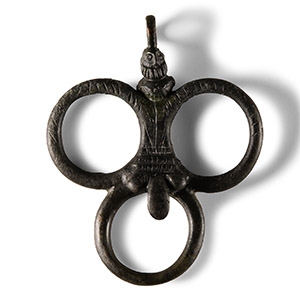 Roman Bronze Looped Figural Pendant with Phallus