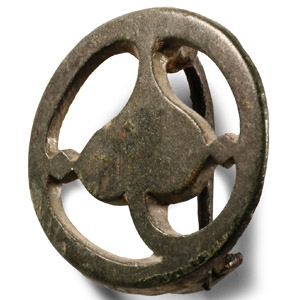 Roman Bronze Plate Brooch with Vine Leaf