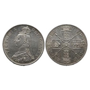 English Milled Coins - Victoria - 1887 - AR Double Florin