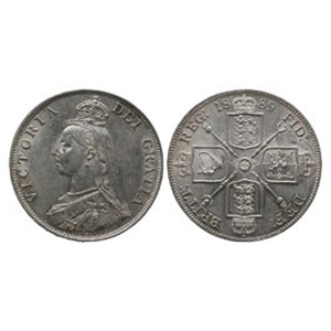 English Milled Coins - Victoria - 1889 - AR Double Florin