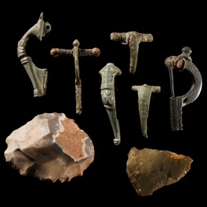 Roman Bronze Brooch and Other Item Group
