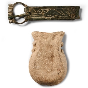 Medieval Westminster Bronze Buckle and Plate and Lead Pilgrims Ampulla