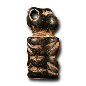Mesopotamian Grey Stone Geometric Cylinder Pendant