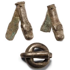 Germanic Silver Buckle and Snake-Headed Strap Ends