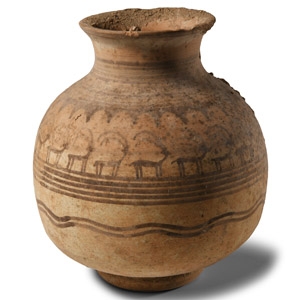 Western Asiatic Terracotta Storage Jar with Procession of Ibexes