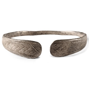 Roman Silver Armilla Bracelet with Hatched Paddle Terminals