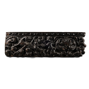Elizabethan Elaborate Carved Wood Panel with Putti and Mythical Beasts