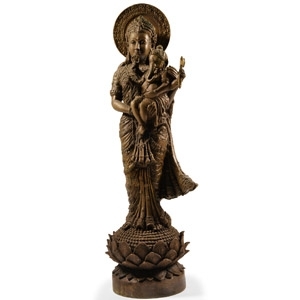Bronze Parvati Statue with Baby Ganesha