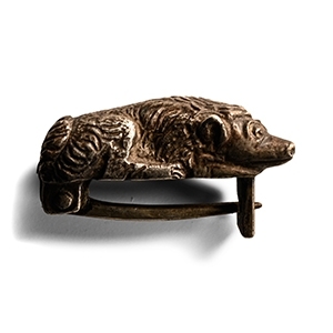 Roman Style Silver Dog Brooch